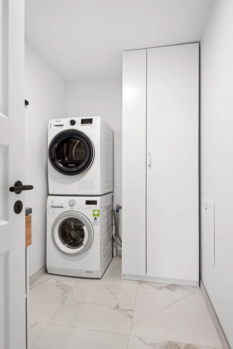 Washer and dryer stacked