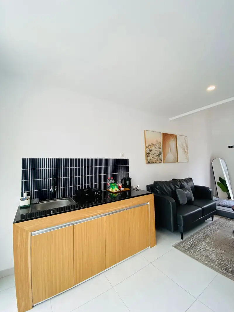 Kitchenette and sofa