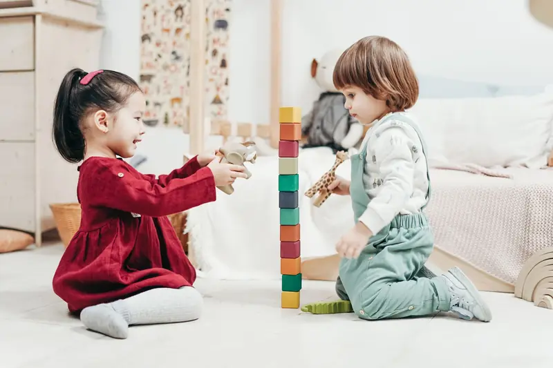 Building blocks on the floor
