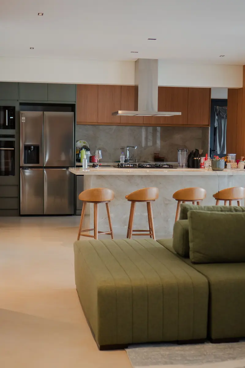 Island and bar stools