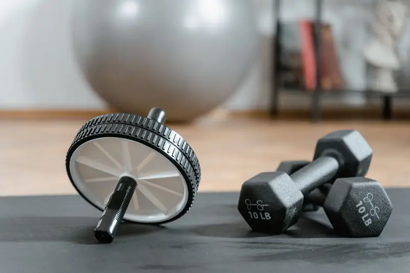Mat and dumbbells