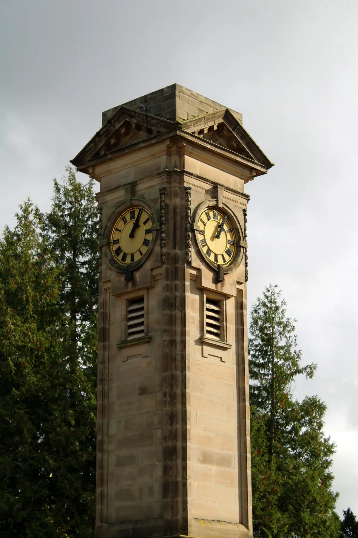 Jephson Gardens clock tower in Leamington Spa.