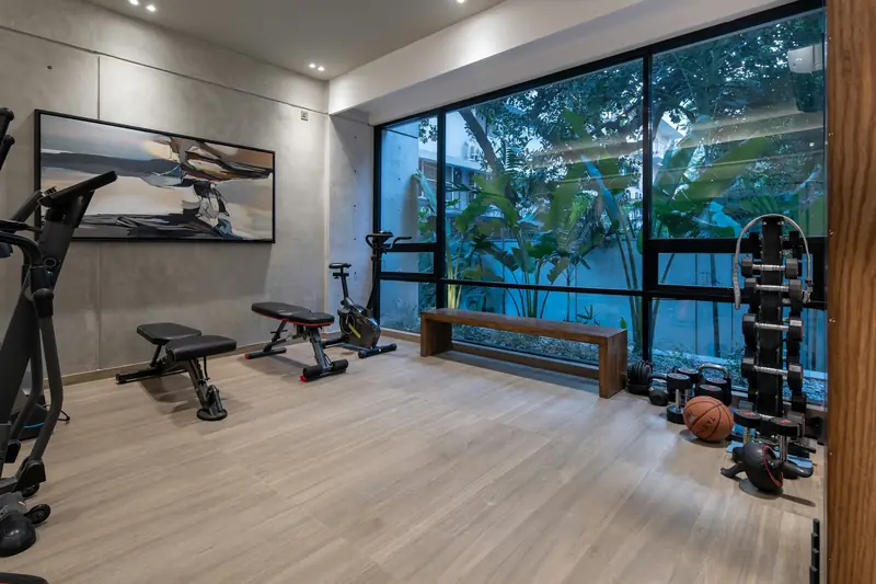 Gym with a big window